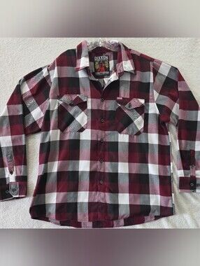 DIXXON Flannel Company Shirt SOUTHPAW Men’s Sz 2X Red Black White Check Plaid LS